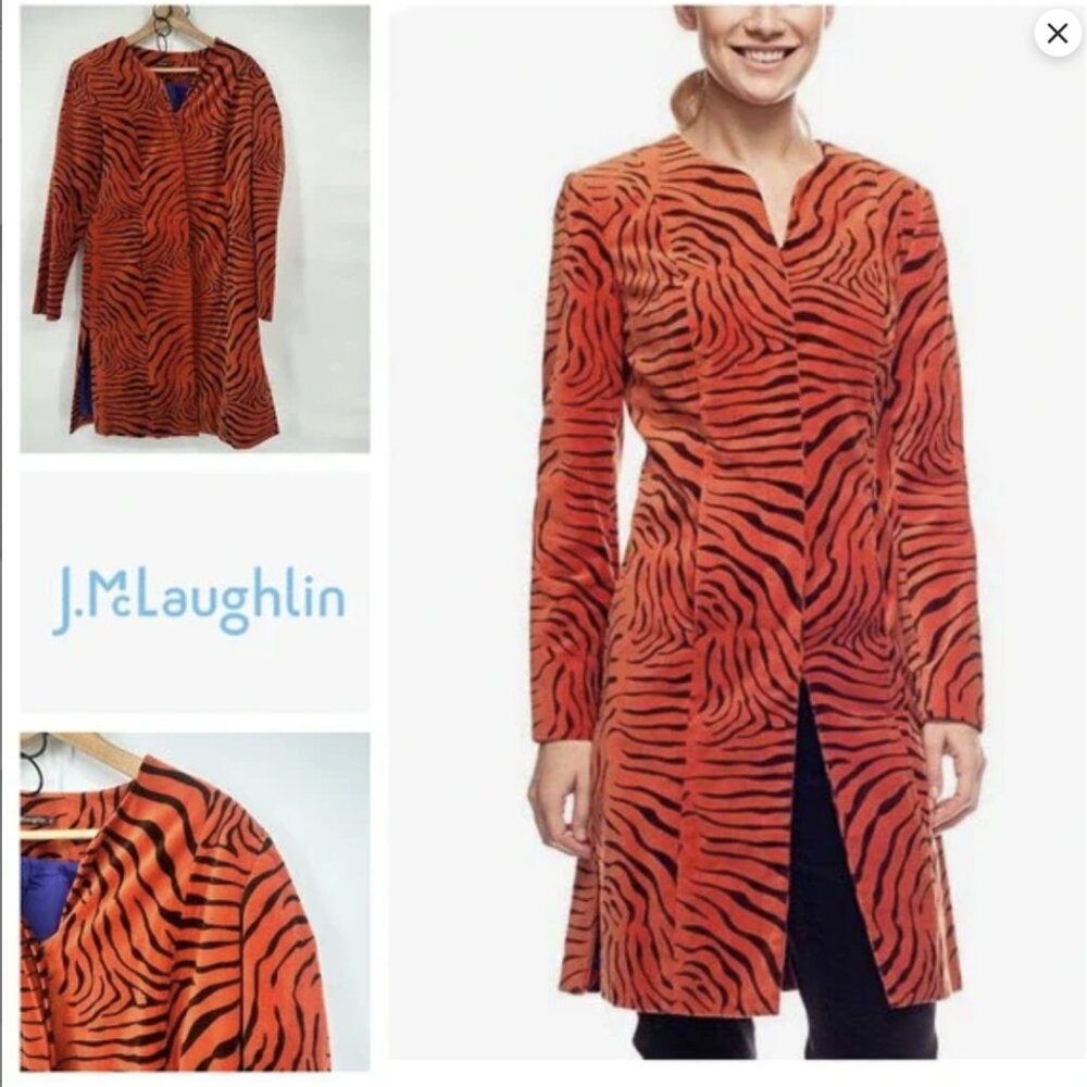 J. McLaughlin Jasper Velvet Zebra / TIGER Jacket size 10 NWT